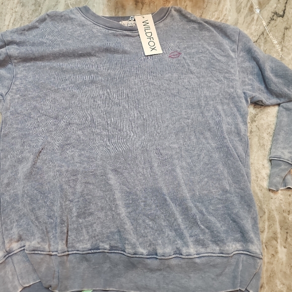 Wildfox “Au Revoir Roadtrip” Sweatshirt NWT China Blue Women’s Small - Picture 11 of 11